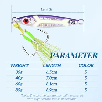 Tuolu Cross-Border Xiaopang Metal Jig Lure Long-Cast Slow-Rolling Noctilucent Laser Hard Bait Fish Bait Without Hooks Wholesale – Metal Jig – view 3