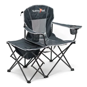 2024 Newest Style ! SunnyFeel CAMPING CHAIR WITH COOLER TABLE & PORTABLE LAWN CHAIR