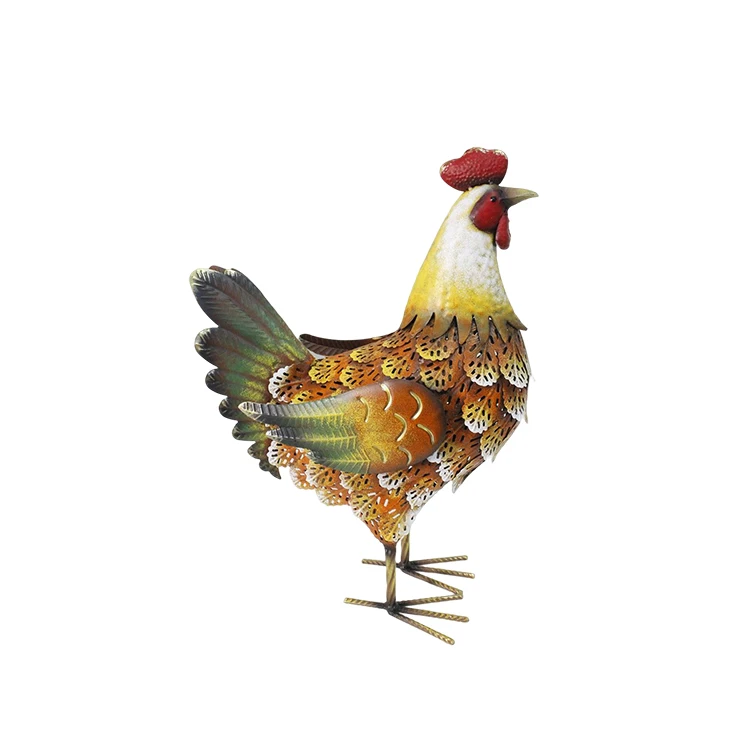  StatuesChicken Sculpture Metal Backyard Patio Farm Lawn Outdoor color