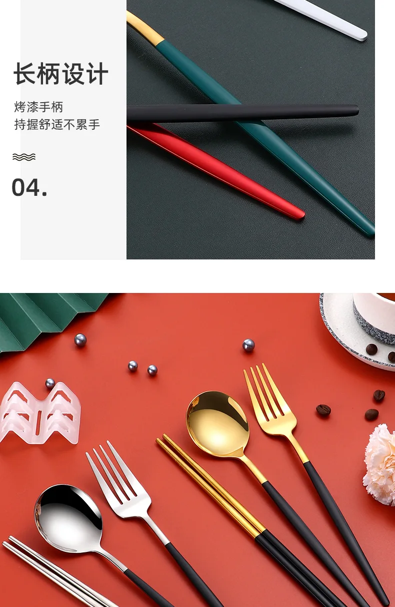 Outdoor Camping Cubiertos Portable Stainless Steel Travel Silver