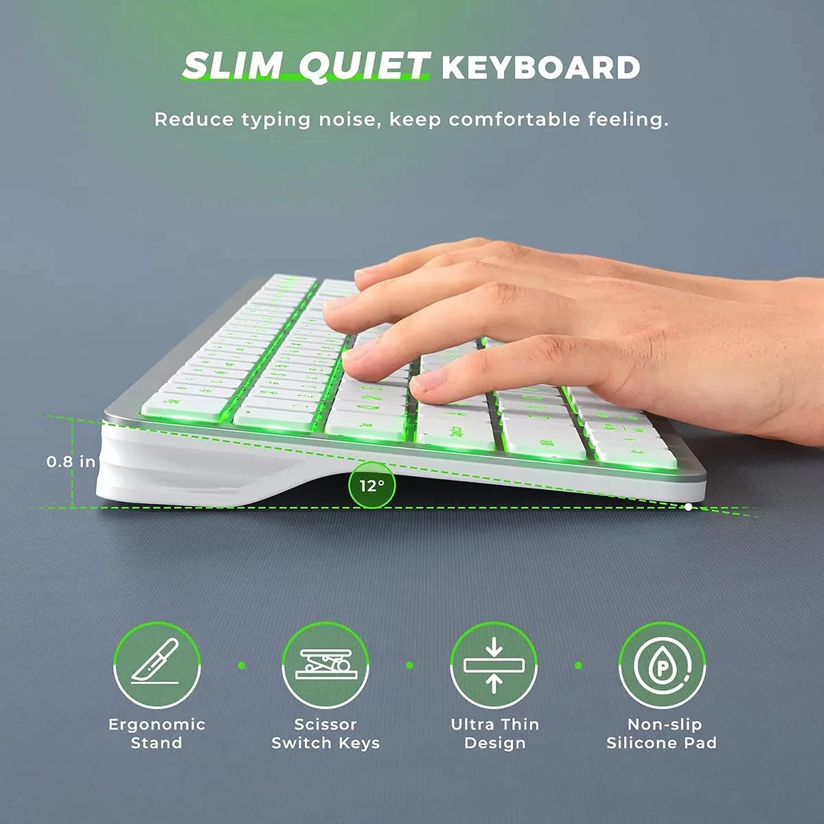 JOMAA Rechargeable Wireless Keyboard and Mouse Ultra-thin Keyboard Mouse Set  for Laptop Computer