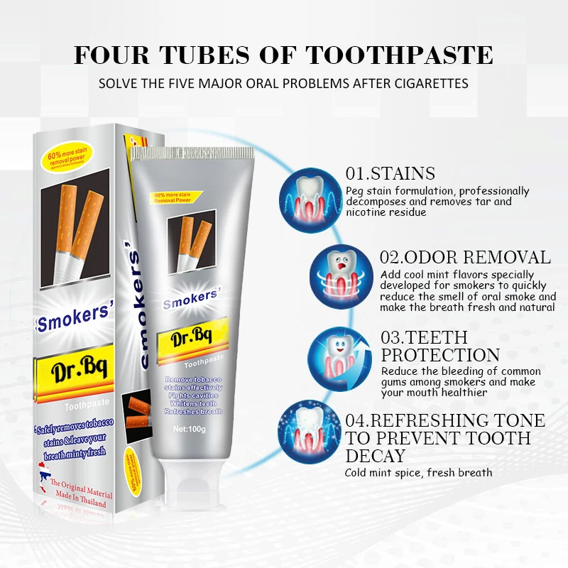 Оптовая продажа, индивидуальная фирменная сигаретная зубная паста для удаления пятен на зубах, удаления галотоза, ухода за полостью рта