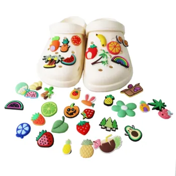 Hot simple design colorful cute Pvc shoe accessories bulk summer color fruit quality shoe accessories