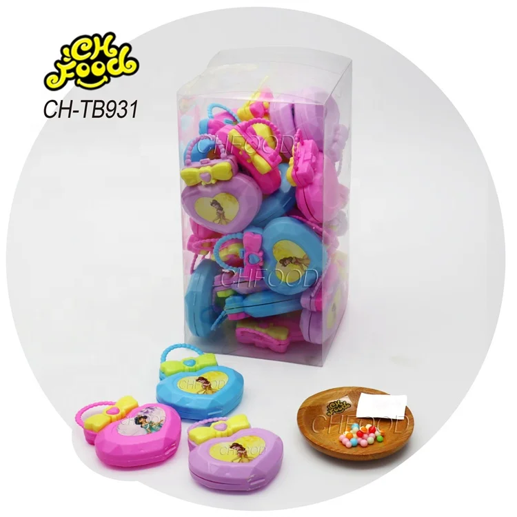 Wholesale OEM Plastic Cute Fashion Love Shape Handbag Lucky Bag Toy With Mini Tablet Candy Ball and Tattoo for Girl