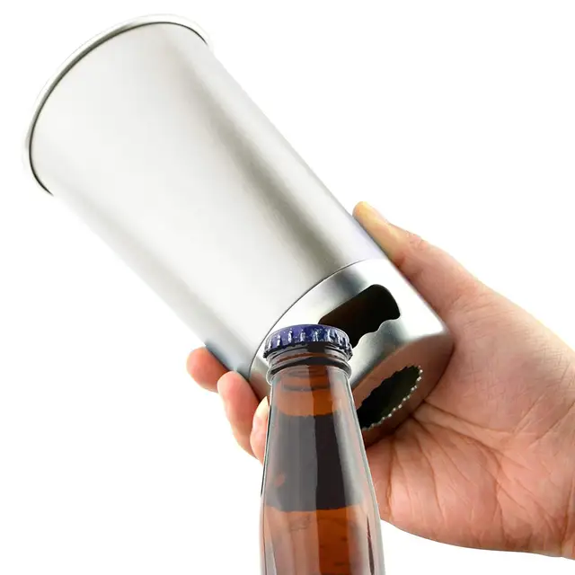 High Quality Double Wall Stainless Steel Portable Travel Beer Mugs With Bottle Opener