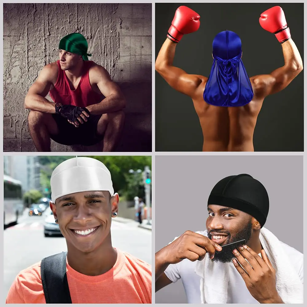 Custom Printed Extra Long-Tail Head Wraps Doo Rag Designer Silk Durag ...