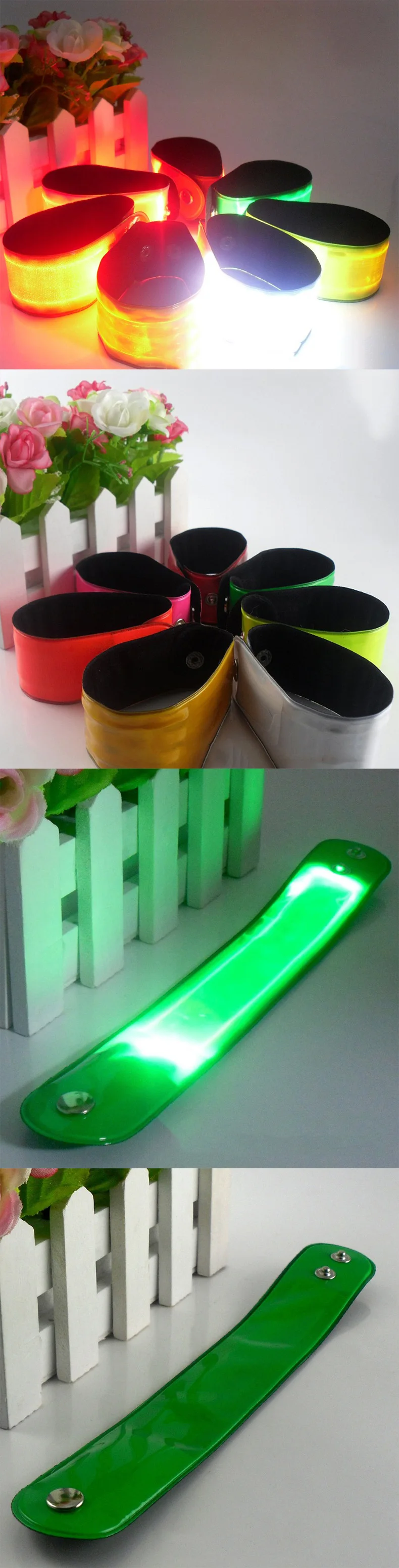 Outdoor running concert gift batteries replaceable PU super bright optical fiber guide bar flat LED luminous hand band wristband