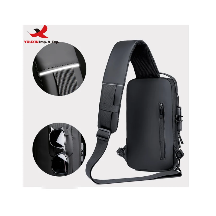 New Fashion Waterproof Chest Bag Usb Men Crossbody Men's Chest Bags