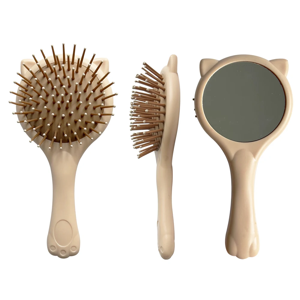 Travel Cartoon Cute Hair Brush With Mirror For Kids Hair Care Brush