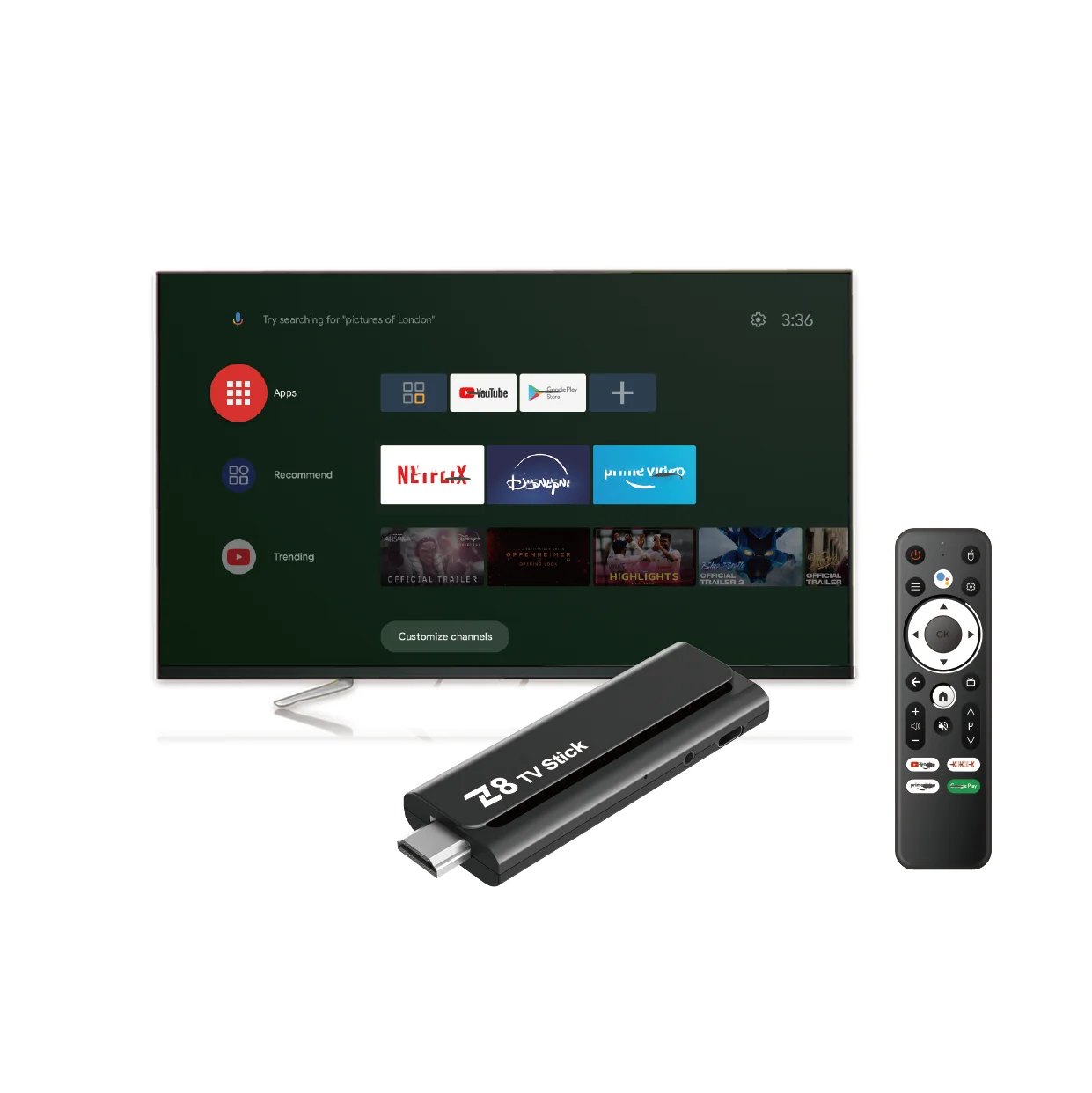 Z8 Stick 8K Smart TV Dongle - Android 12.0, 2GB RAM