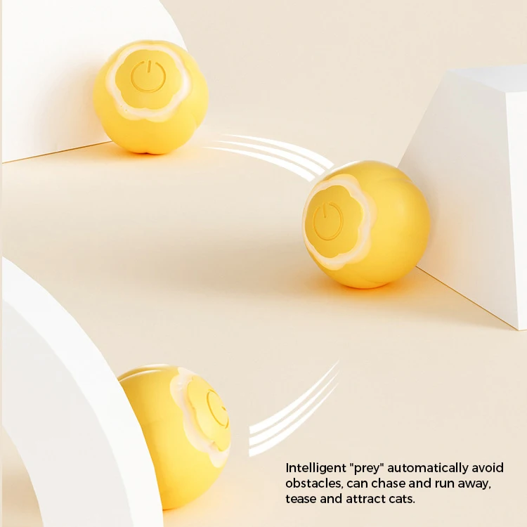 Interactive Cat Ball Toy Active Rolling Ball for Indoor Cats Exercise Automatic Cat Teaser Toy USB Rechargeable Balls Pet Gift