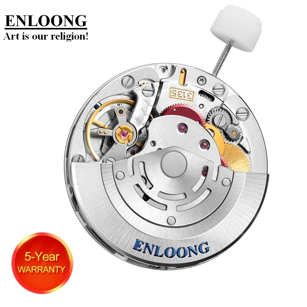 ENLOONG Luxury Mechanical Movement Automatic 30 Jewels Custom OEM Logo ELA3135  Blue Spring Red Wheel Watch Parts 3135 Movement