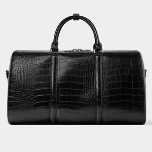 Custom Logo PU Croc Leather Luxury Mens Fashion Travel Duffle Weekender Bowling Bag for Man