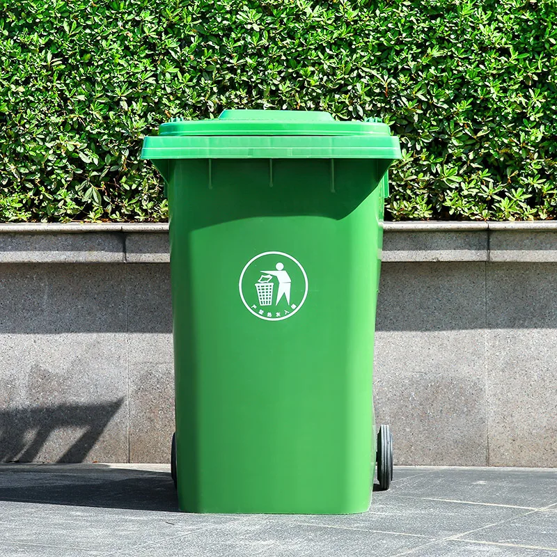 HDPE Public Plastic Garbage Bin Outdoor 360L Green EN 840 Dustbin 96 Gallon Trash Can With Cover