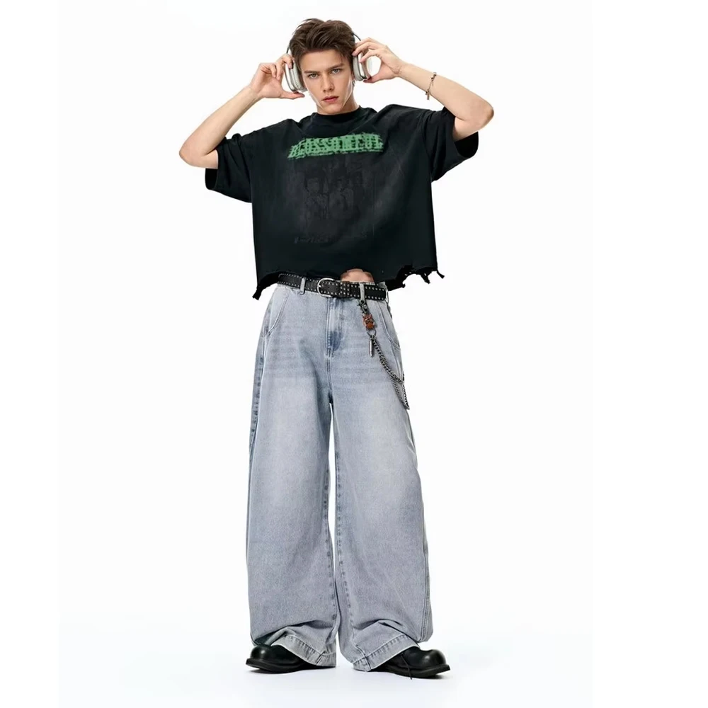 Bomberjack voor heren, zomerse nieuwkomst, streetwear, rechte snit, loszittend, gewassen denim met hartmotief