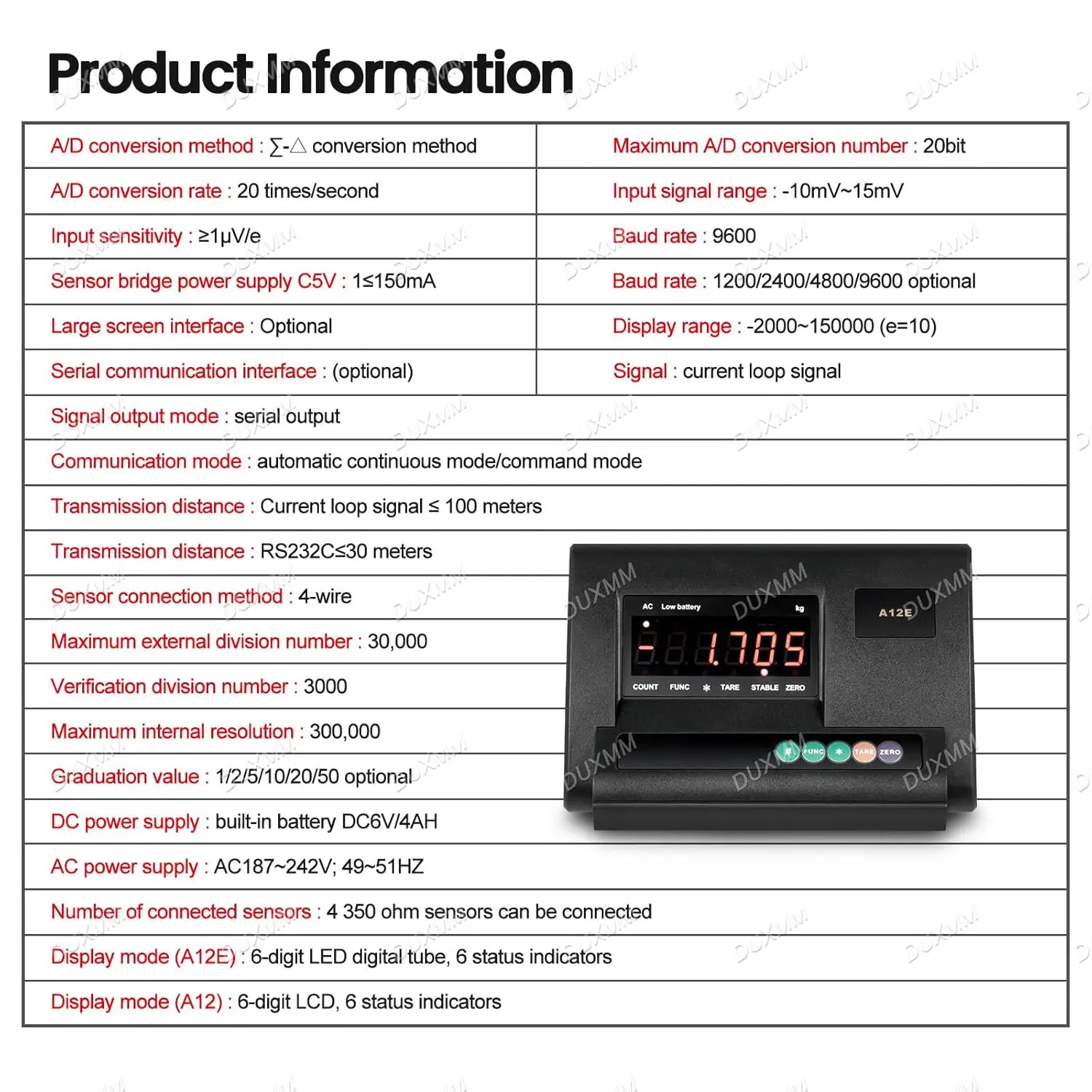 XK3190-A12E Digital Weighing Indicator with LED Display