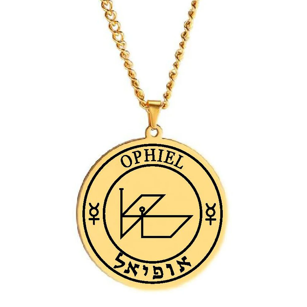 Gold the Sigil Seven Olympian Spirits PHALEG ARATHRON BETHOR OPHIEL OCH HAGITH PHUL Amulet Stainless Steel Pendant Necklace
