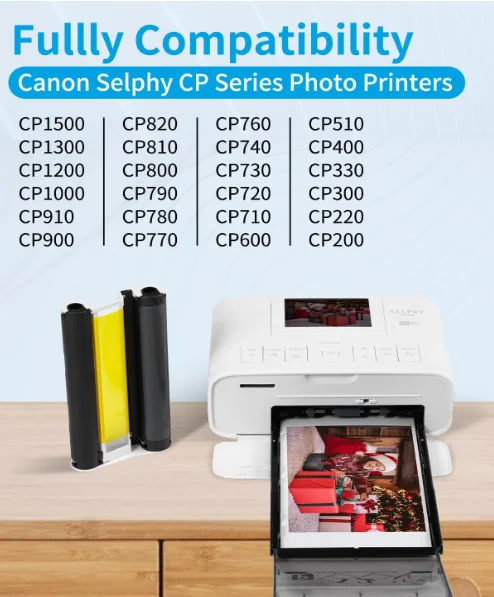 Compatibile con Canon Selphy Set di inchiostri a colori e carta CP1500 CP1300 CP1200 CP910 CP900 Stampante per carta fotografica KP 108IN KP-36IN 6 pollici  7