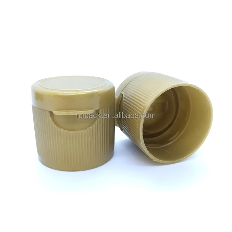 Oem Plastic Yellow Ribbed Soy Sauce Cap Pe Flip Top Cap For Soy Sauce