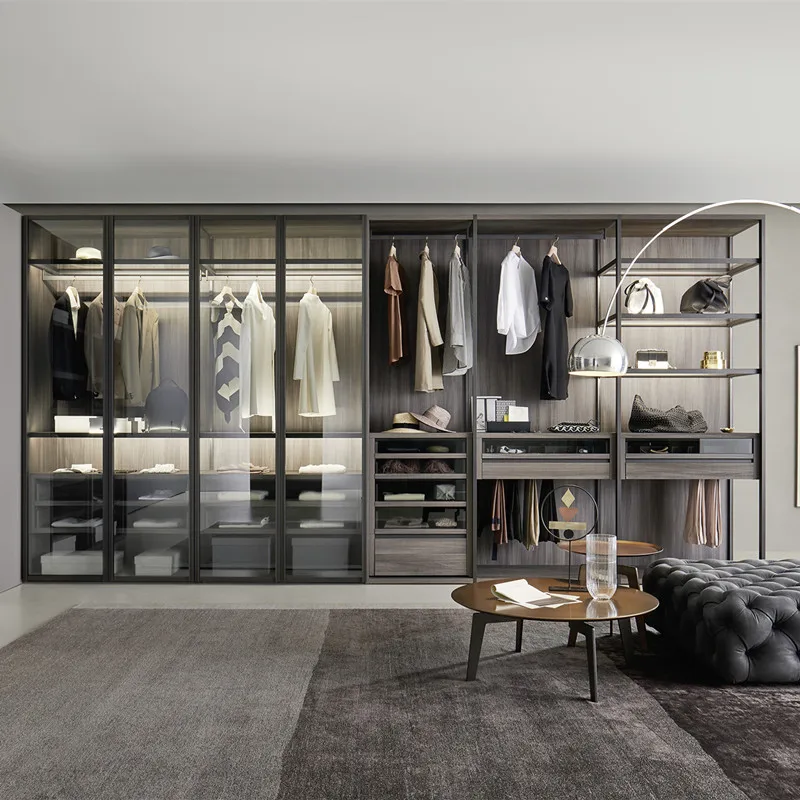 CBMMART Modern Customized Mirrored Wardrobe Glass Door Walk in Closet for Bedroom Furniture