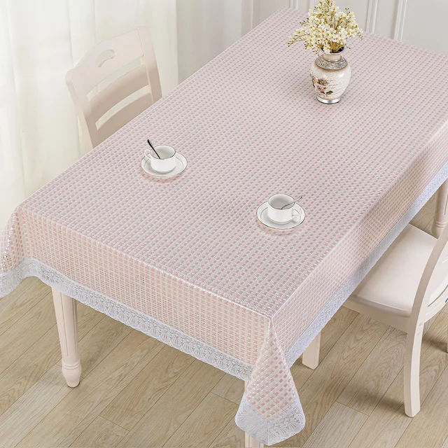 Rectangle vinyl lace tablecloth Crystal lace table cloth Wipeable vinyl lace table cover