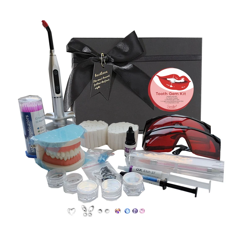 Professional Tooth Gem Training Kit Crystal Light Cure Teeth Gem Whitening Diy Tooth Gem Adhesive Starter Kit
