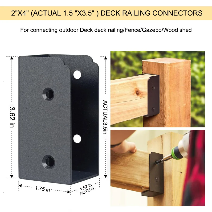 Deck Railing Brackets & Connectors for 2x4 Railing Wood Post 2x4 ...