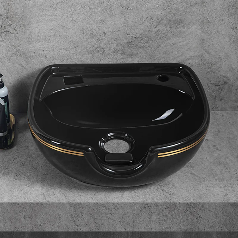 JX-019 Luxury Style Beauty Porcelain Good Quality Hair Salon Equipment Hairdressing Ceramic Shampoo Basin
