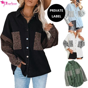 Dear-Lover Private Label Women Winter Clothes 2022 Fashion New Cotton Leopard Custom Denim Jacket Women