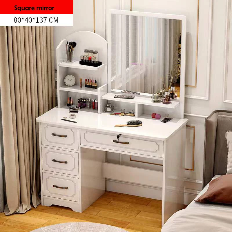 Makeup Vanity Table Set With square Mirror European Bedroom Dressing Table Home Furniture Kids Mirrored Dressing Table Vanity Ma