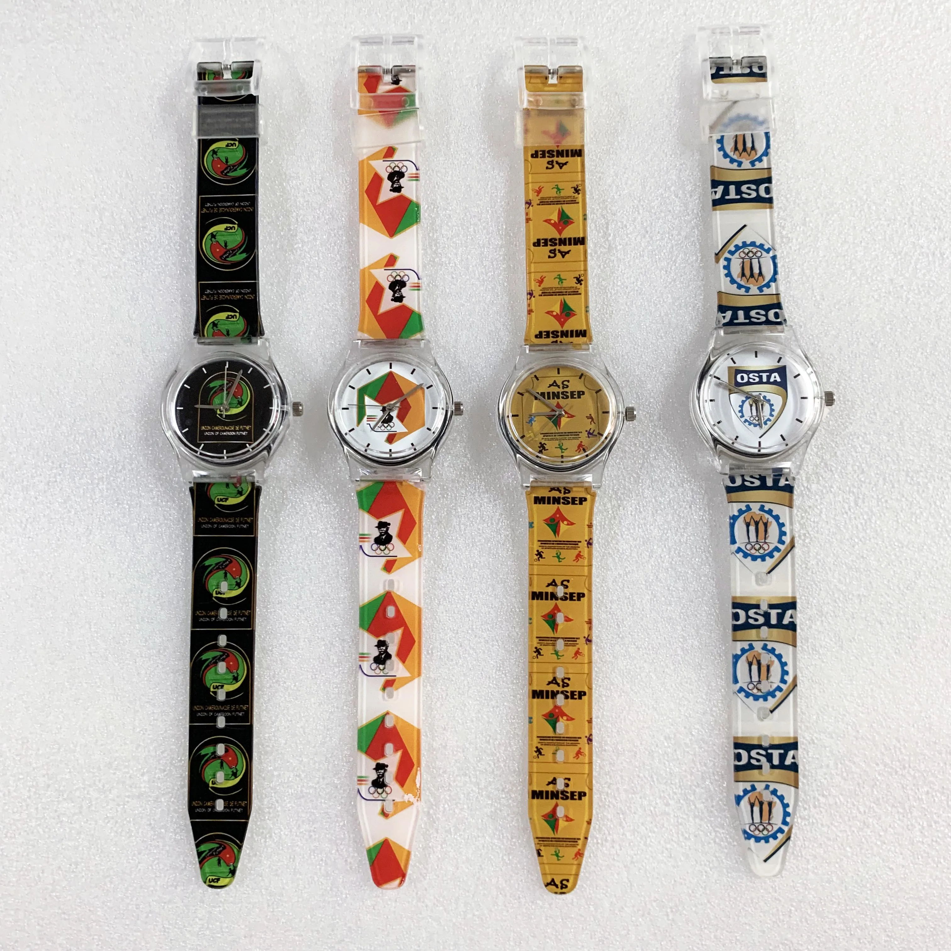 Customised Logo Transparent Watch African Print Montage Plastic Watch Customized Face and Band Graphics Own Print Design Watch