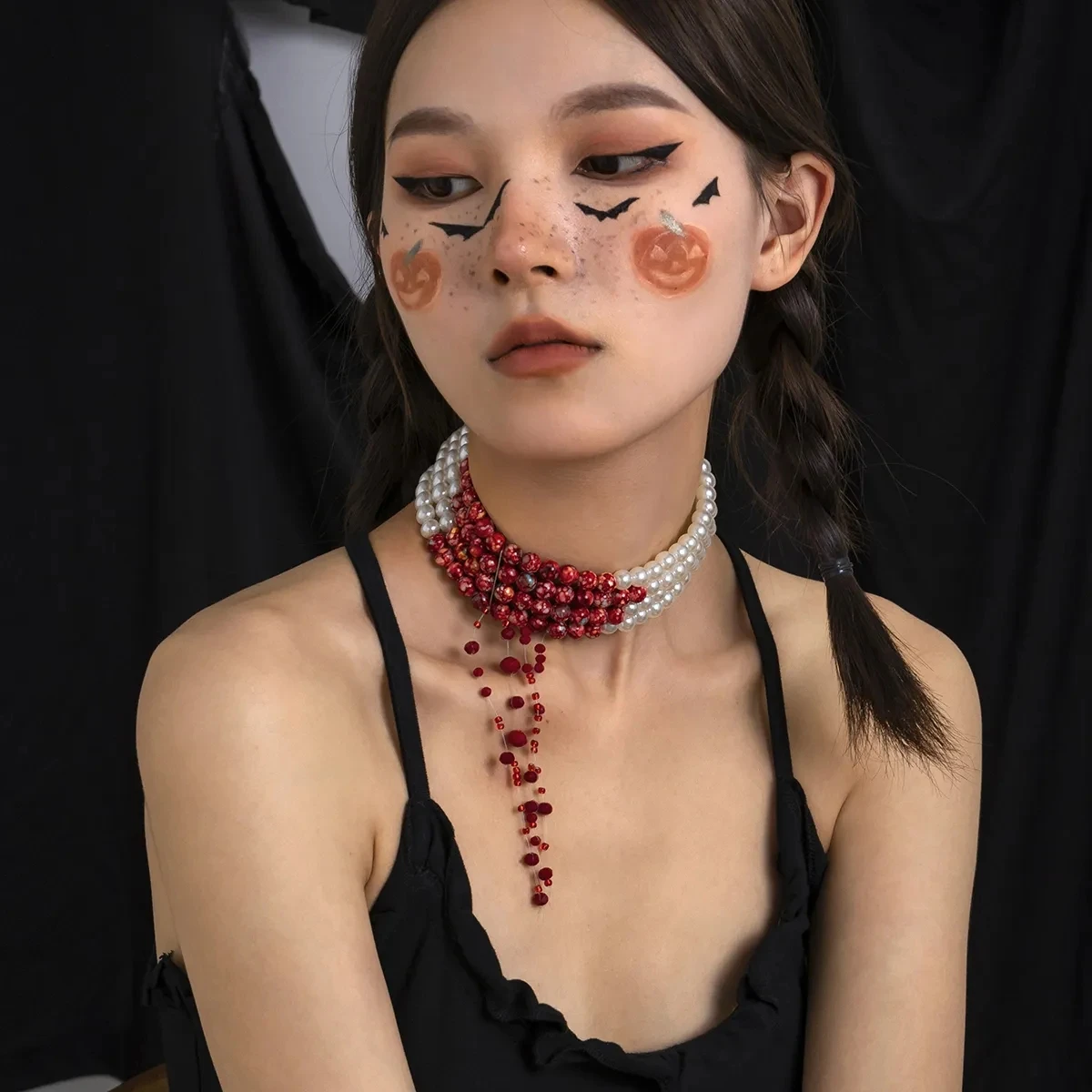 Collana Goccia Di Sangue Di Halloween (2 Pezzi) | Gioiello Horror Gotico Rosso | Accessorio Cosplay Vampiro