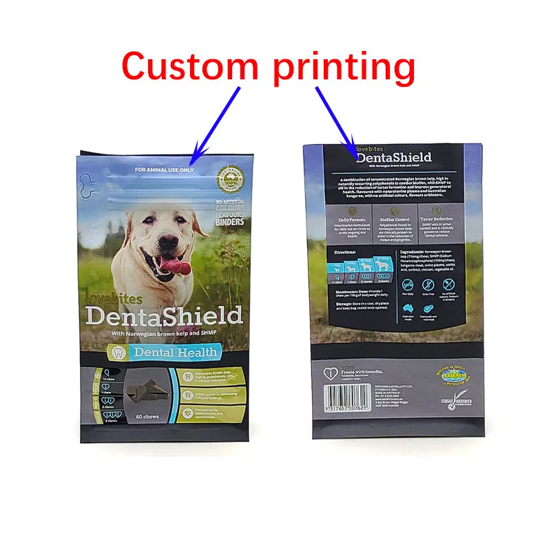 Custom 1kg 5kg 10kg 15kg Stand Up Pouch Pet Dog Cat Food Resealable Packaging Flat Bottom Bag With Zipper