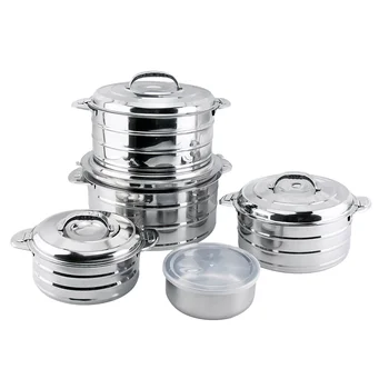 5 PCS Cookware Set Keep Food Warm Stainless Steel Double Wall Pot with Food Container