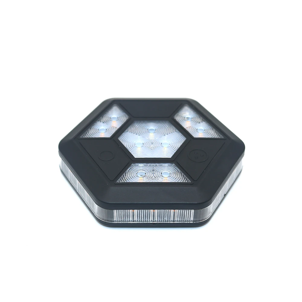 Hexagon 360 Degree Led Rechargeable Magnetic Warning Flashing Yellow White Traffic Safety Flash Car Safety Signal Light