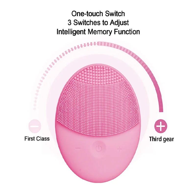 PSB rechargeable mini sonic vibrating exfoliating silicone face facial cleanser cleansing brush massager
