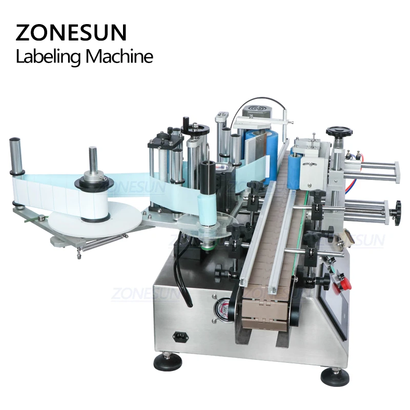 ZONESUN ZS-TB500 Sticker Liquid Soap Automatic Water Bottle Labeling Machines 2 Side With Coder