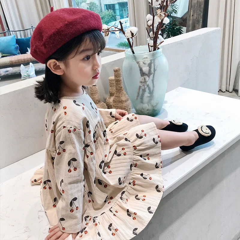Source 2019 new Korean spring casual fashion children kids clothes cute  cherry fruit pattern rural style girl princess dress on m.