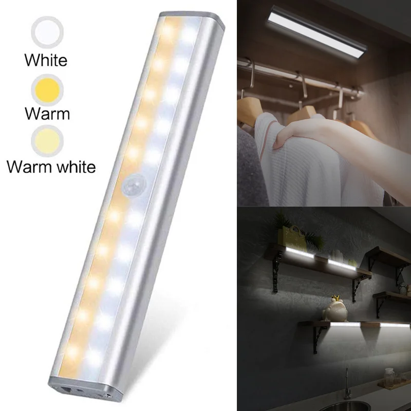 NEW 20LED CCT Switchable PIR Motion Sensor Night Lights USB Rechargeable LED Night Light for Cabinet Kitchen Wardrobe Lighting