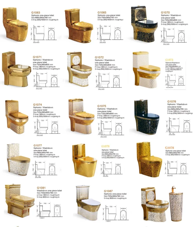 Modern Gold-Plated Two-Piece Ceramic Toilet Dual-Flush Floor Mounted for Home Hotel Use Trade Export Middle East India Pakistan