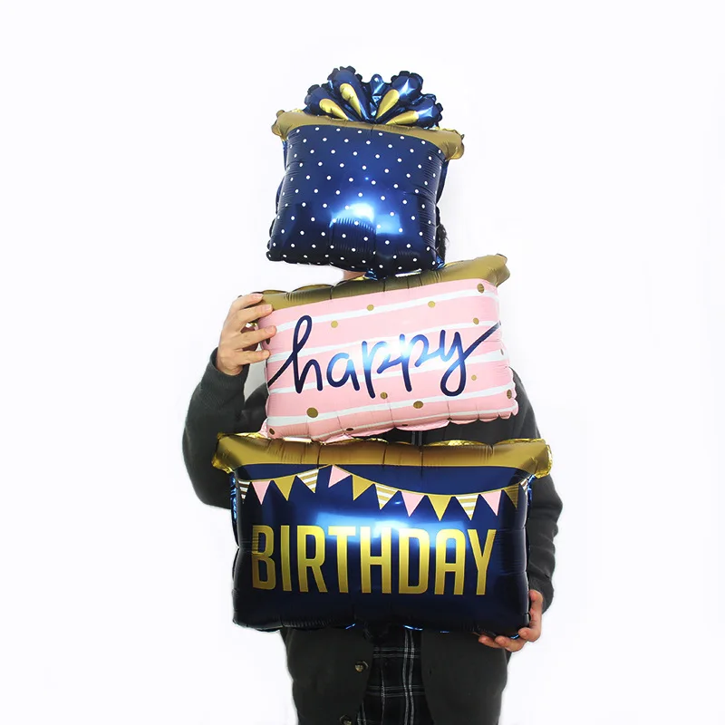 New Three Layer Cake Design Balloon Birthday Party Background Decorated Foil Balloon