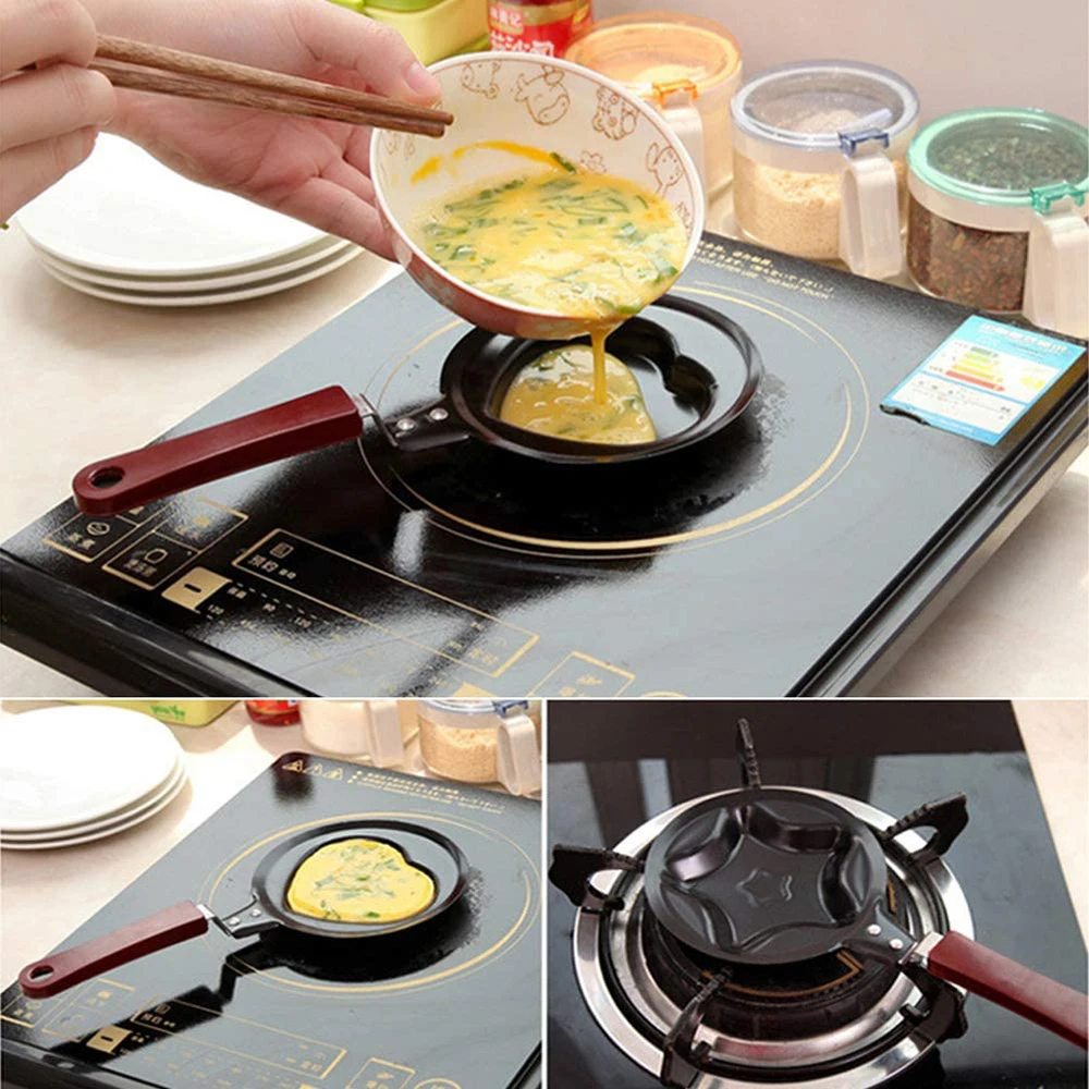 High Quality Nonstick Cute Pattern Egg Mini Deep Fry Pan Heart Bear Frog Shaped Personalized Customized Shape Egg Frying Pan