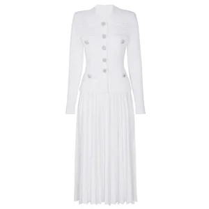Bettergirl High-end 2026 New Fashion Diamond White Women Dress Slim Classic Knitted Long Sleeve Elegant Dress