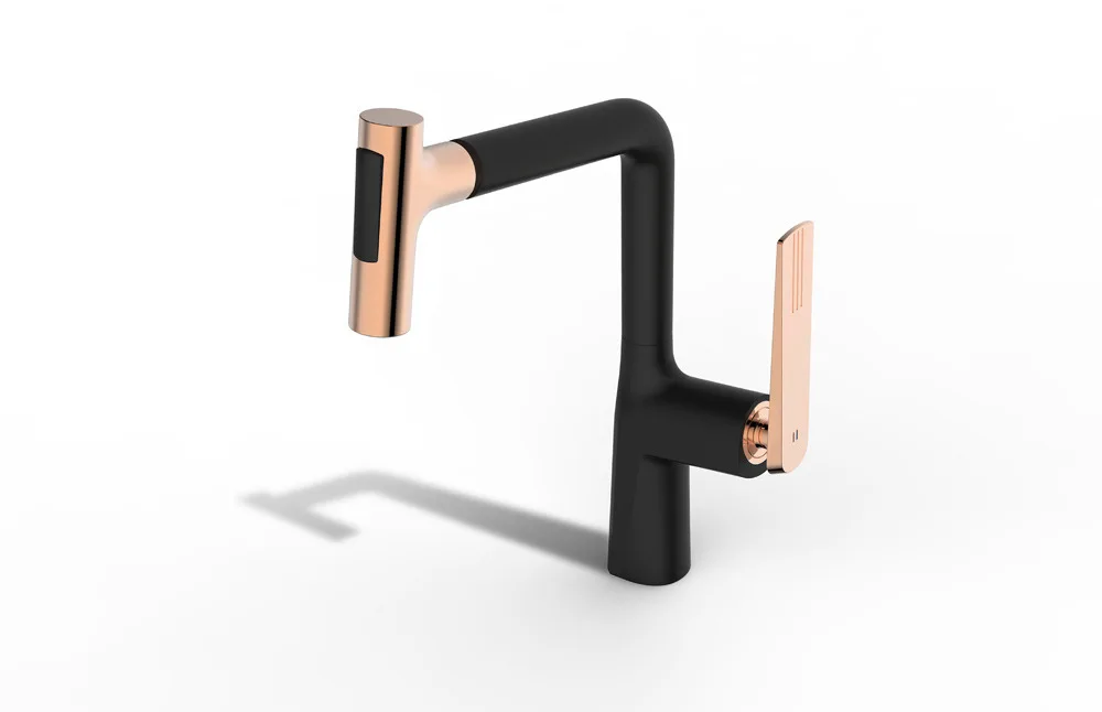 Black Rose Gold Pull Out Kitchen Faucet Single Handle Sink Mixer Tap