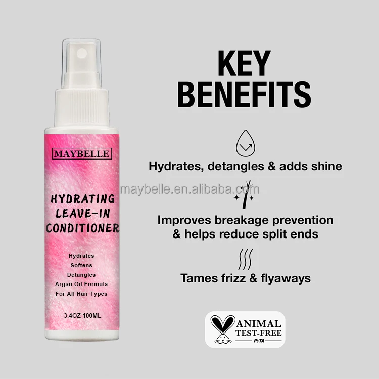 Private Label Leave in Conditioner Spray Moisturizing Leave in Conditioner Spray Bottle Smooth Shine Hair Spray for Curly