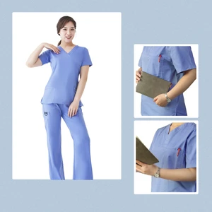 Wholesale Custom Stretch Fabric Nursing Uniform Medical Scrubs Sets with Spandex for Hospital