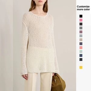 Custom Logo Lightweight Cozy Pullover Knit Women's Sweater Vintage Style Thermal Sweater for Autumn Season