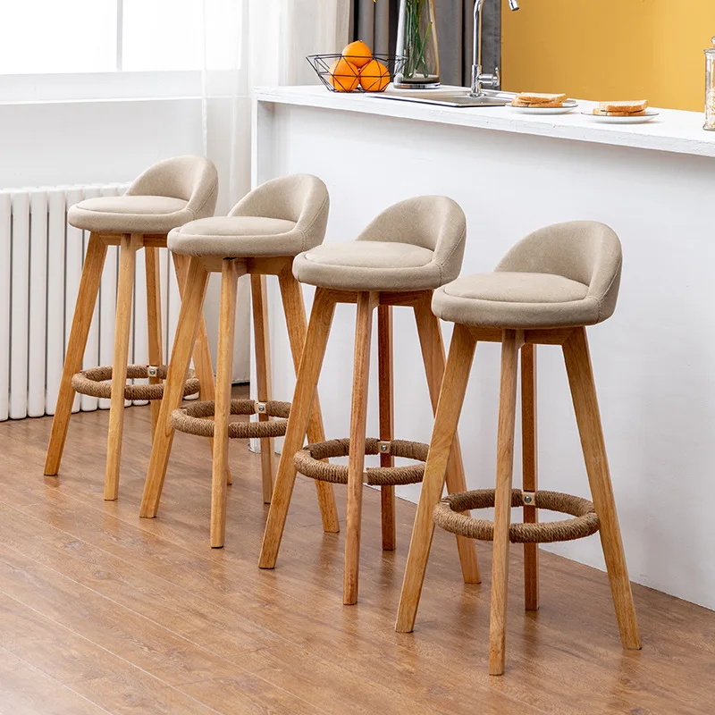 Nordic Cafe Chair Dinning Bar Stool Modern High Wooden Chair