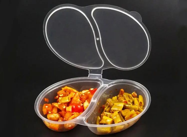 2 Compartment Portion Trays Disposable Chili Sauce Cup Takeaway Dipping