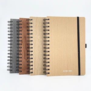 Wholesale 2026 Custom Eco-friendly A5 Wood Paper Spiral Notebook Daily Planner Notebook for Gift